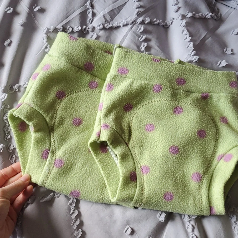 Polka Dot Kids Fleece Diaper Covers - Green and Purple